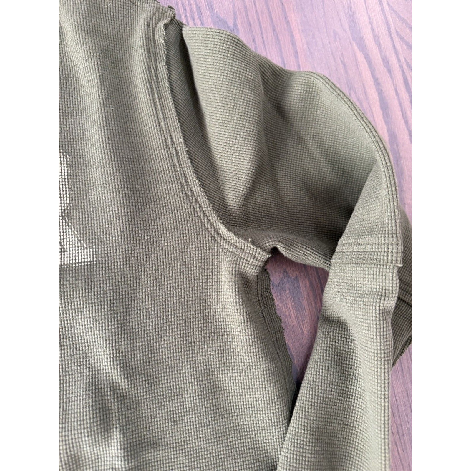 Telfar 2005 Logo Waffle Thermal Long Sleeve Crewneck Olive Green M/L Unisex Nwt — image 5 of 7